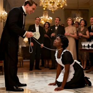 Un jeune maître riche a payé pour que sa bonne noire rampe comme un chien juste pour divertir ses invités — mais sa réaction a laissé tout le monde complètement choqué…